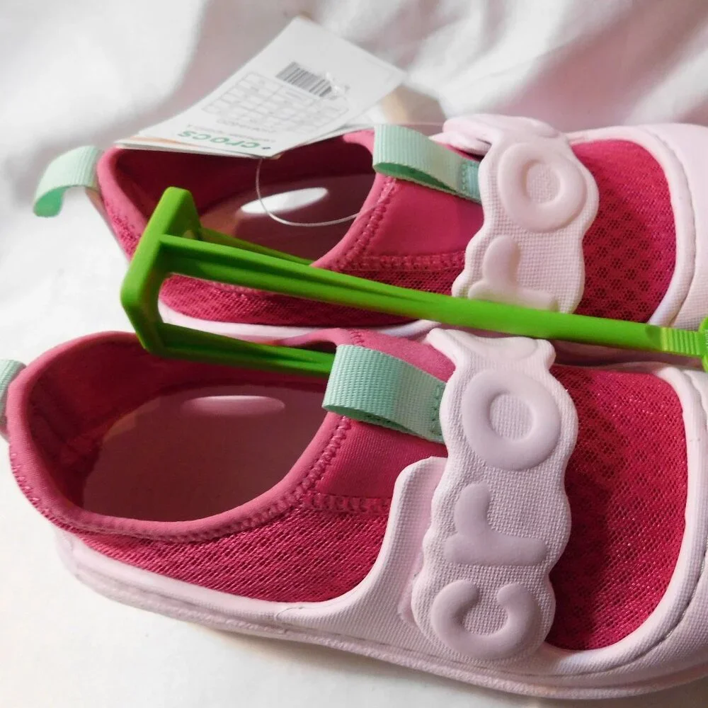 Crocs Swiftwater Splash Kids' Water Friendly Slip-On Shoes Size 2 Girls Pink NEW
